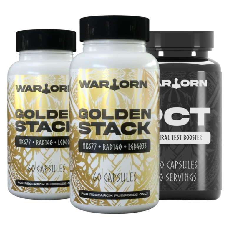 2 x Golden Stack research compound bottles and PCT